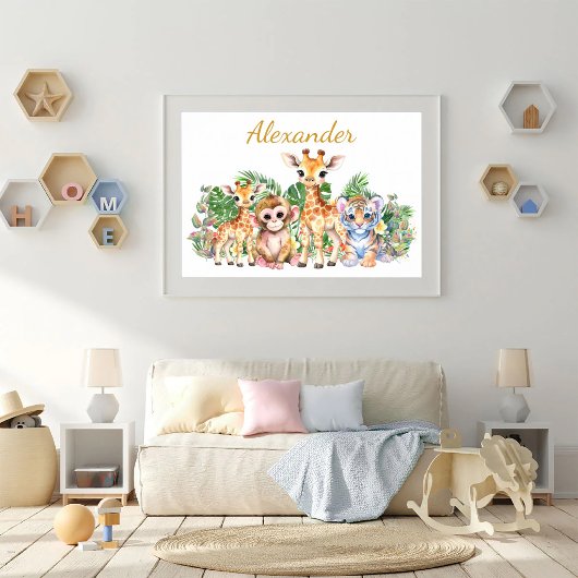 Aangepaste naam Tropische Jungle Dieren Poster