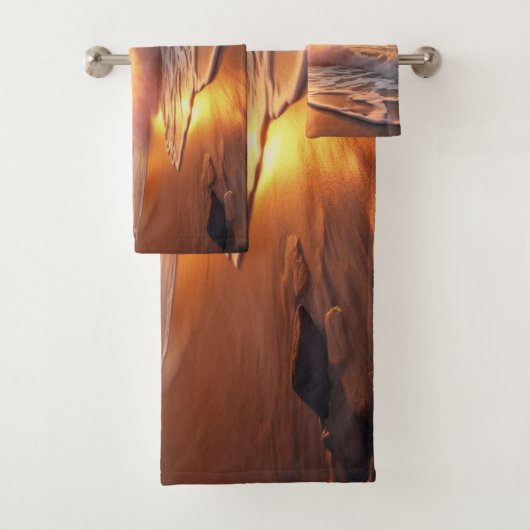 Aangepaste naam tropische strand Sunset Bad Handdoek (Insitu)