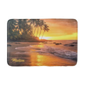 Aangepaste naam tropische strand Sunset Badmat (Voorkant)