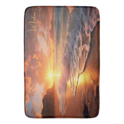 Aangepaste naam tropische strand Sunset Badmat (Voorkant Verticaal)