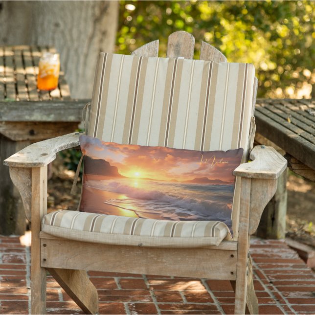 Aangepaste naam tropische strand Sunset Buitenkussen (Stoel)