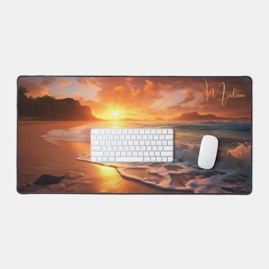 Aangepaste naam tropische strand Sunset Bureaumat (Keyboard & Muis)