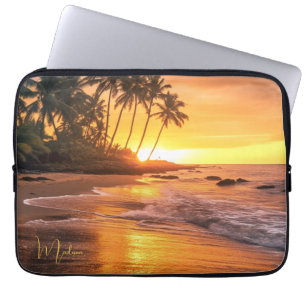 Aangepaste naam tropische strand Sunset Laptop Sleeve