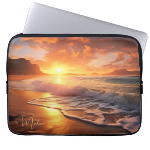 Aangepaste naam tropische strand Sunset Laptop Sleeve
