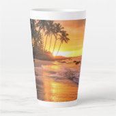 Aangepaste naam tropische strand Sunset Latte Mok (Voorkant)