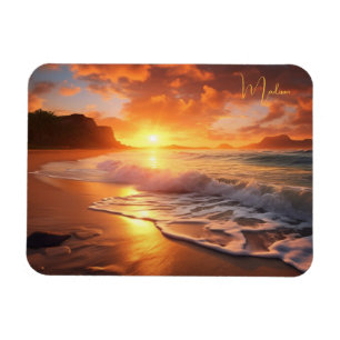 Aangepaste naam tropische strand Sunset Magneet