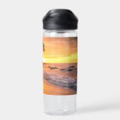 Aangepaste naam tropische strand Sunset Waterfles (Achterkant)
