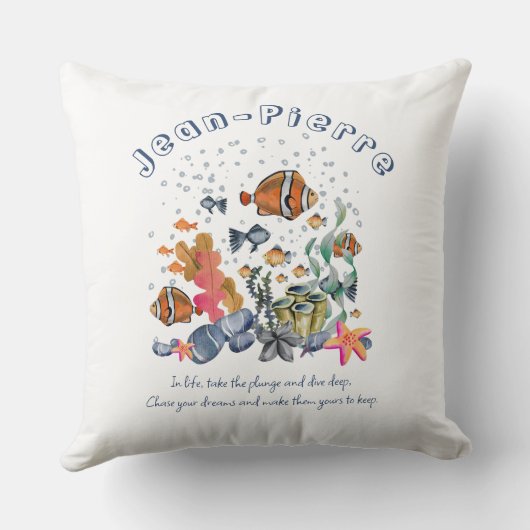 Aangepaste naam Tropische visoceaankleurig Kussen (Achterkant)