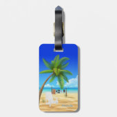 Aangepaste naam tropische zandbak bagagelabel (Achterkant verticaal)