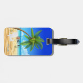 Aangepaste naam tropische zandbak bagagelabel (Achterkant horizontaal)