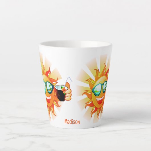 Aangepaste naam Tropische zon Latte Mok (Voorkant)