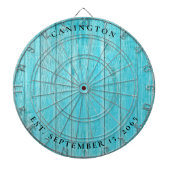 Aangepaste Naam & Trouwdatum Turquoise Dartbord (Voorkant)