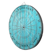 Aangepaste Naam & Trouwdatum Turquoise Dartbord (Voorkant Rechts)