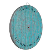 Aangepaste Naam & Trouwdatum Turquoise Dartbord (Voorkant Links)