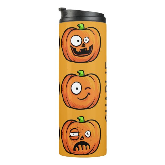 aangepaste naam tumbler Halloween Pumpkins Thermosbeker (Geroteerd rechts)