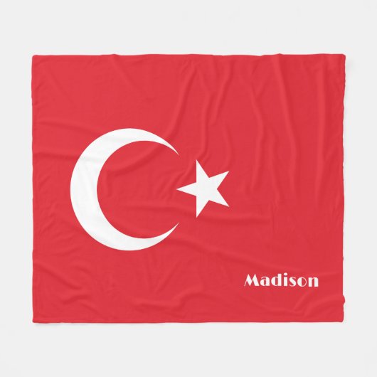 Aangepaste naam Turkije Vlag Fleece Deken (Voorkant (Horizontaal))