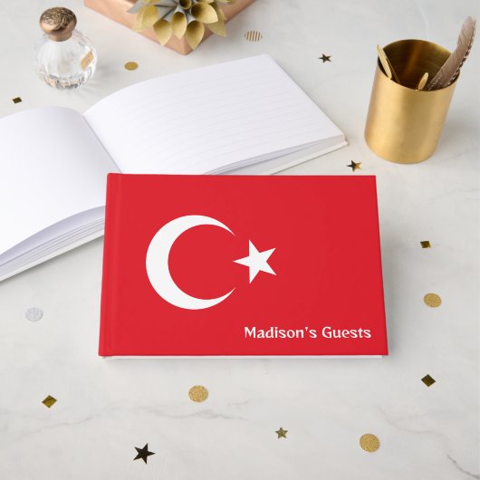 Aangepaste naam Turkije Vlag Gastenboek (Voorkant open)