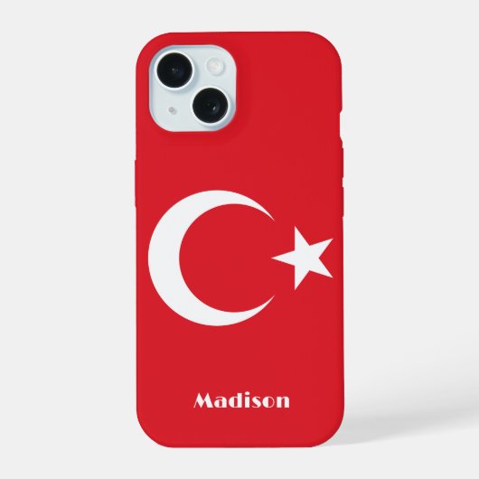 Aangepaste naam Turkije Vlag iPhone 15 Case (Achterkant)