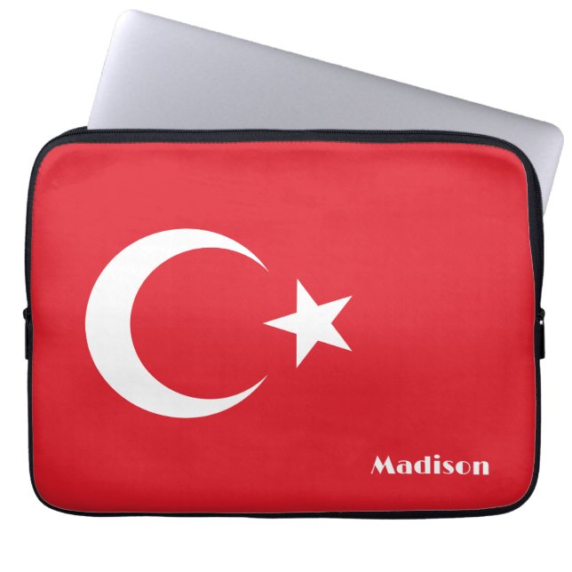 Aangepaste naam Turkije Vlag Laptop Sleeve (Voorkant)