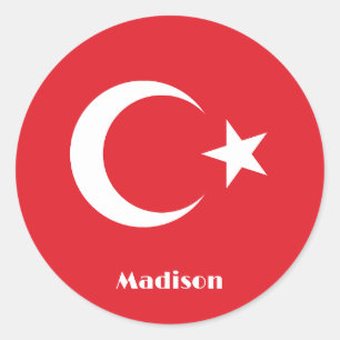 Aangepaste naam Turkije Vlag Ronde Sticker