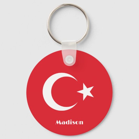 Aangepaste naam Turkije Vlag Sleutelhanger (Voorkant)