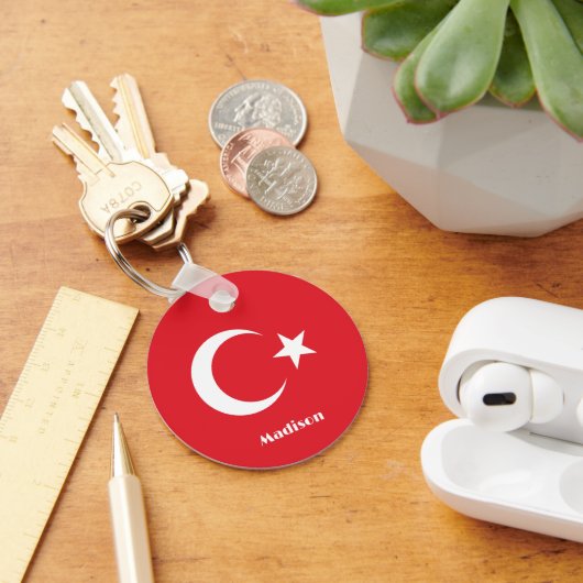 Aangepaste naam Turkije Vlag Sleutelhanger (Bureau)