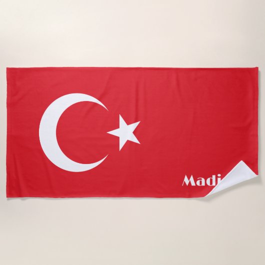 Aangepaste naam Turkije Vlag Strandlaken (Voorkant)