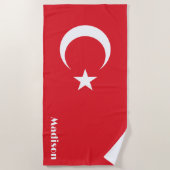 Aangepaste naam Turkije Vlag Strandlaken (Voorkant)