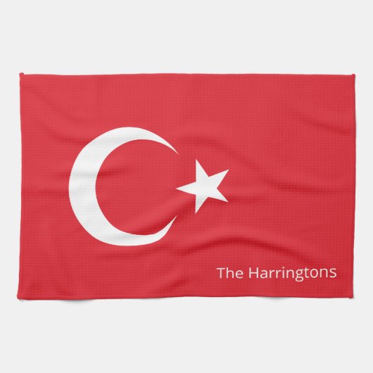 Aangepaste naam Turkije Vlag Theedoek (Horizontaal)