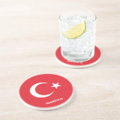 Aangepaste naam Turkije Vlag Zandsteen Onderzetter (Zijkant)