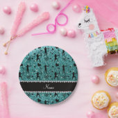 Aangepaste naam turkooise glitter archery papieren bordje (Feest)