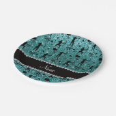 Aangepaste naam turkooise glitter archery papieren bordje (Gekanteld)