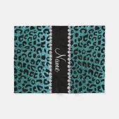 Aangepaste naam turkooise glitter cheetah print fleece deken (Voorkant (Horizontaal))