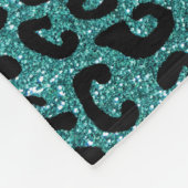 Aangepaste naam turkooise glitter cheetah print fleece deken (Hoek)
