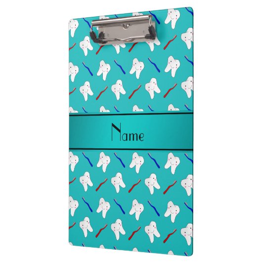 Aangepaste naam turkooispenselen en tandenpatroon klembord (Links)