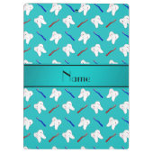 Aangepaste naam turkooispenselen en tandenpatroon klembord (Achterkant)