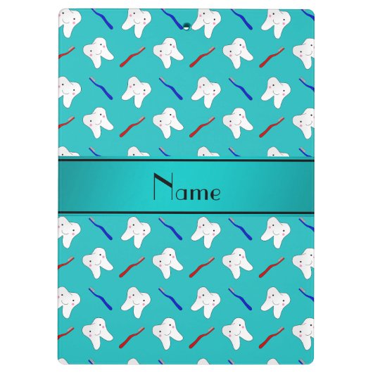 Aangepaste naam turkooispenselen en tandenpatroon klembord (Achterkant)