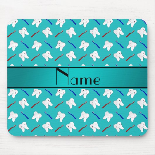Aangepaste naam turkooispenselen en tandenpatroon muismat (Voorkant)