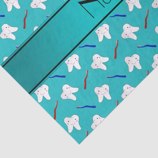 Aangepaste naam turkooispenselen en tandenpatroon tissuepapier (Detail)