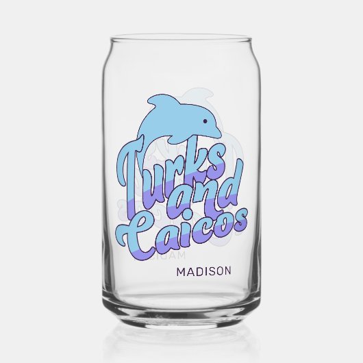 Aangepaste naam Turks- en Caicose dolfijn Blikvorm Glas (Voorkant)
