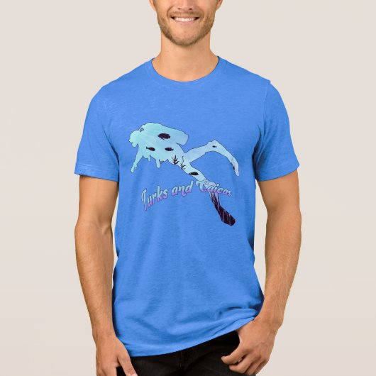 Aangepaste naam Turks- en Caicoseilanden duiken Tri-Blend Shirt (Voorkant)
