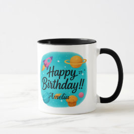 Aangepaste naam turquoise 21e verjaardag mok