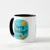 Aangepaste naam turquoise 21e verjaardag mok (Voorkant links)