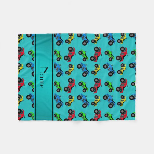 Aangepaste naam turquoise atv patroon fleece deken (Voorkant (Horizontaal))