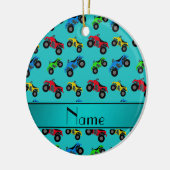 Aangepaste naam turquoise atv patroon keramisch ornament (Links)