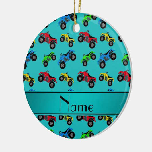 Aangepaste naam turquoise atv patroon keramisch ornament (Links)