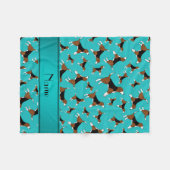 Aangepaste naam turquoise beagle hondpatroon fleece deken (Voorkant (Horizontaal))