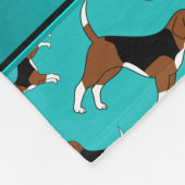 Aangepaste naam turquoise beagle hondpatroon fleece deken (Hoek)