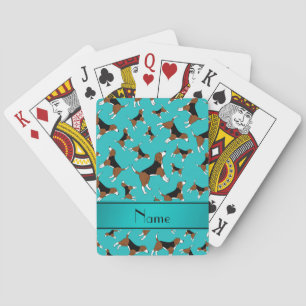 Aangepaste naam turquoise beagle hondpatroon speelkaarten