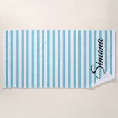 Aangepaste naam turquoise blue & white striped pat strandlaken (Voorkant)